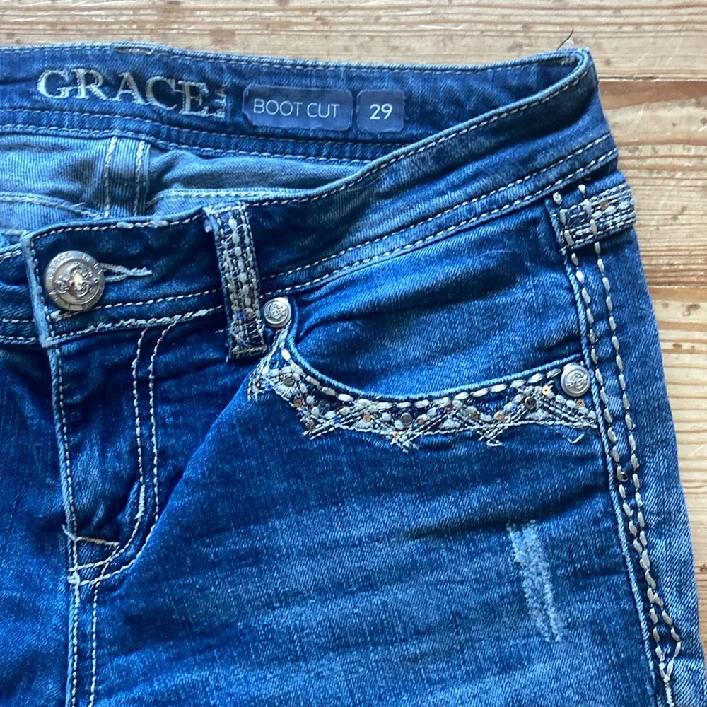 Grace in LA Embellished Boot Cut Jeans - Picture 8 of 9